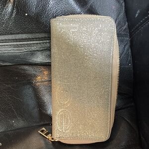 bebe Metallic Gold Zip-Around Wallet
